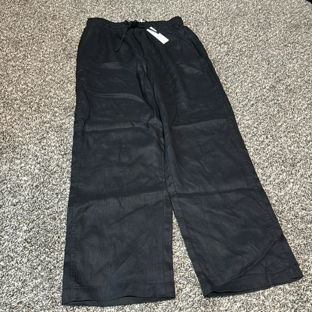 NWT! BANANA REPUBLIC BLACK LINEN PULL-ON ANKLE PANT🧡